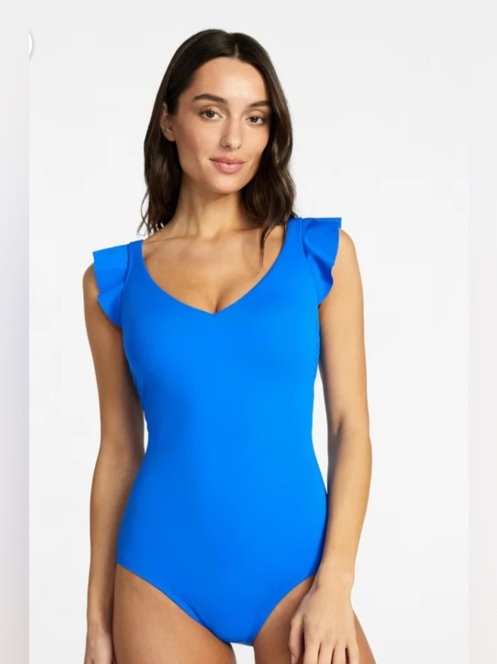 Time and Tru Women's Plus Ruffle Adjustable Strap One Piece Swimsuit  XL 16-18